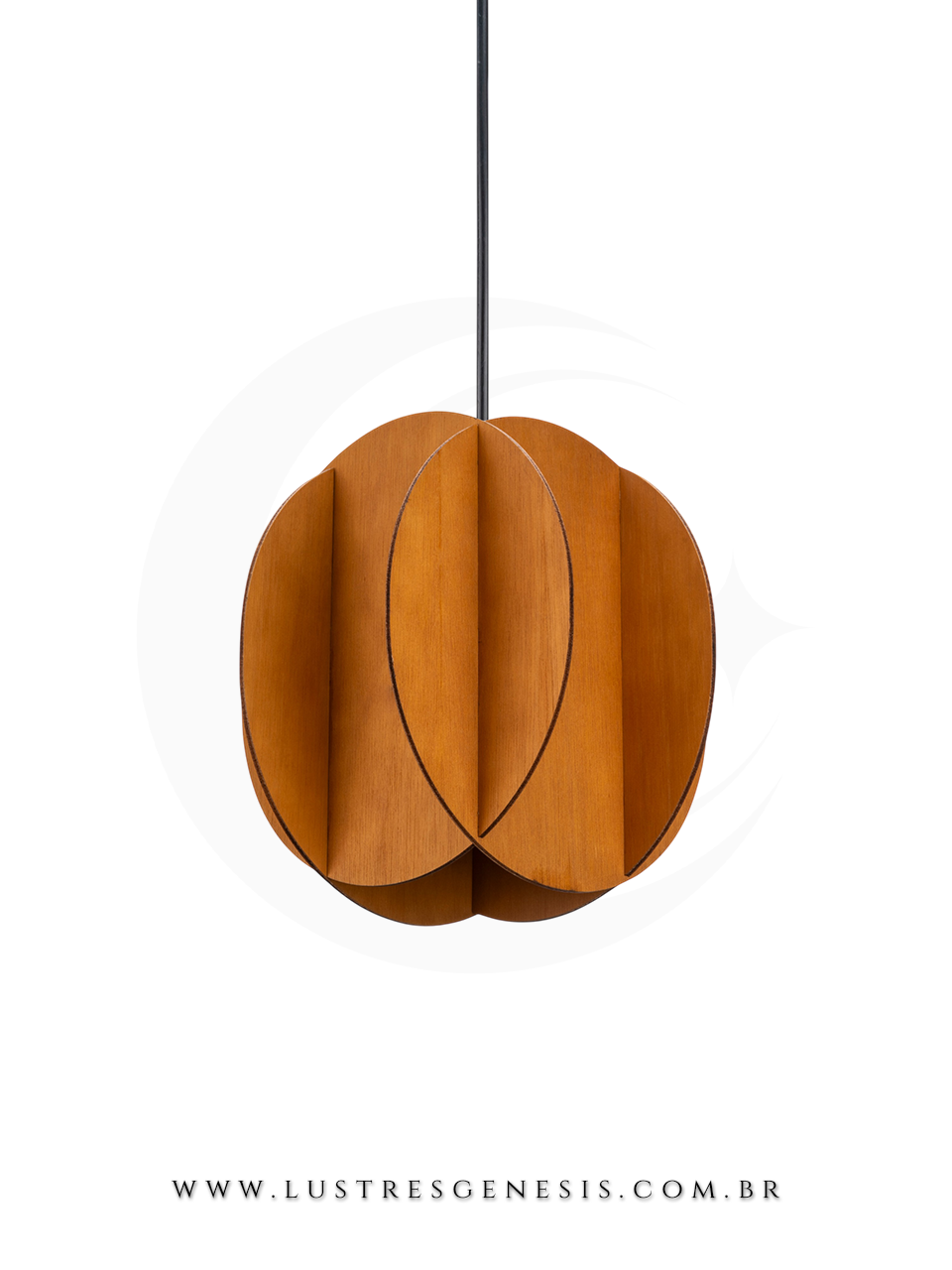 Lustre Pendente Moderno Madeira Carambola LMC429 Ø22cm, Cabeceira de Cama, Lavabo, Balcao de cozinha, Banheiro